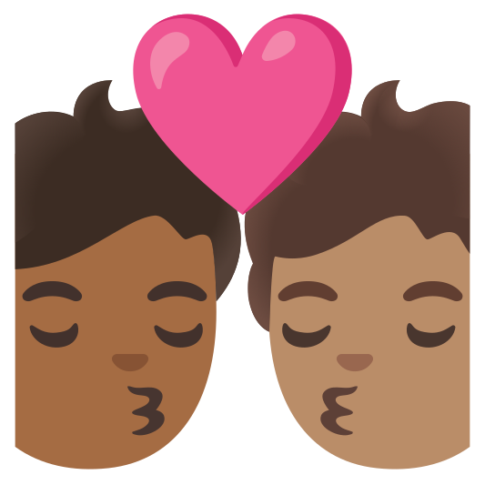 The kiss: person, person, medium-dark skin tone, medium skin tone emoji.