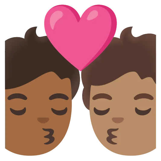 The kiss: person, person, medium-dark skin tone, medium skin tone emoji.