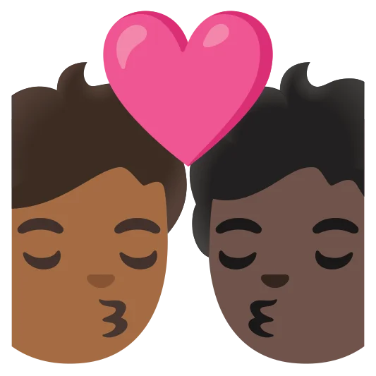 The kiss: person, person, medium-dark skin tone, dark skin tone emoji.