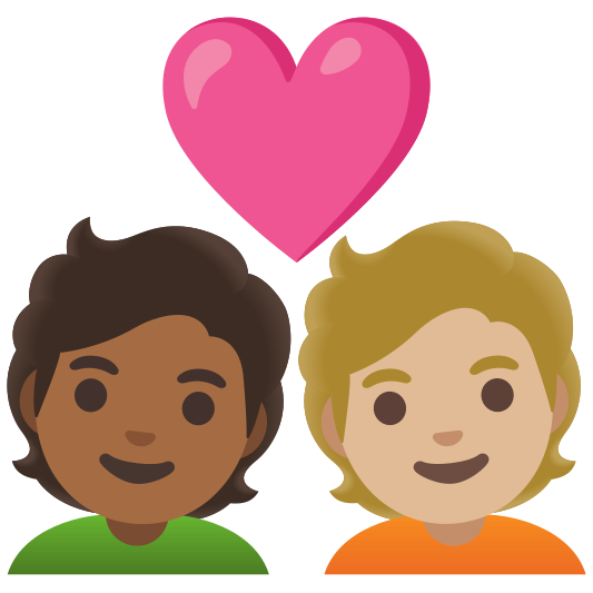 The couple with heart: person, person, medium-dark skin tone, medium-light skin tone emoji.