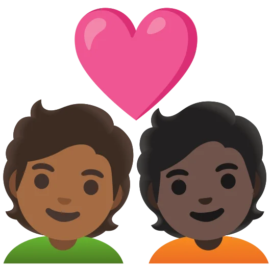 The couple with heart: person, person, medium-dark skin tone, dark skin tone emoji.