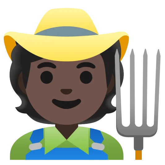 The farmer: dark skin tone emoji.