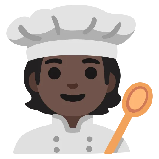 The cook: dark skin tone emoji.