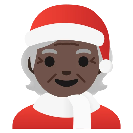The mx claus: dark skin tone emoji.