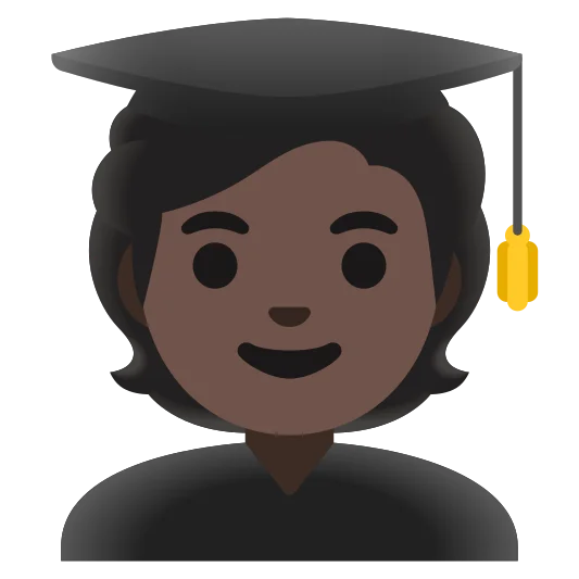 The student: dark skin tone emoji.