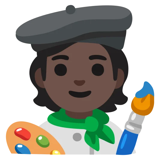 The artist: dark skin tone emoji.