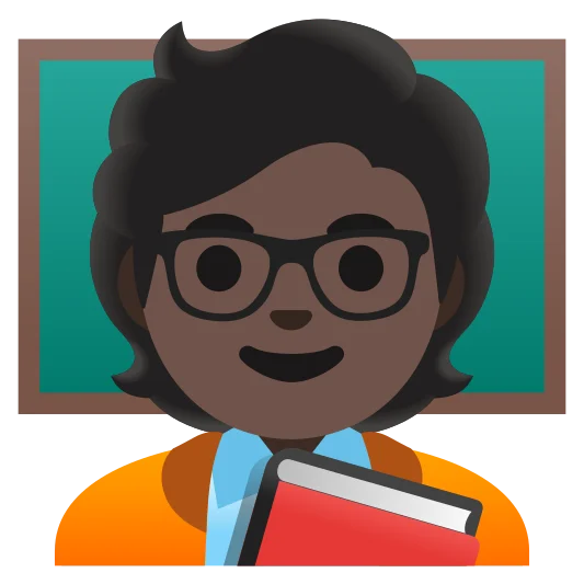 The teacher: dark skin tone emoji.