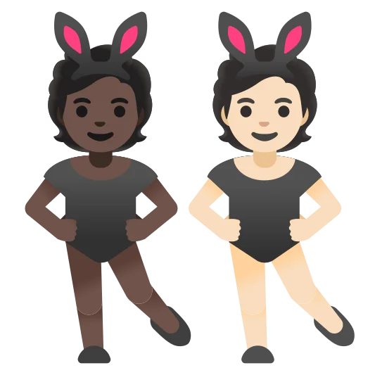 The people with bunny ears: dark skin tone, light skin tone emoji.