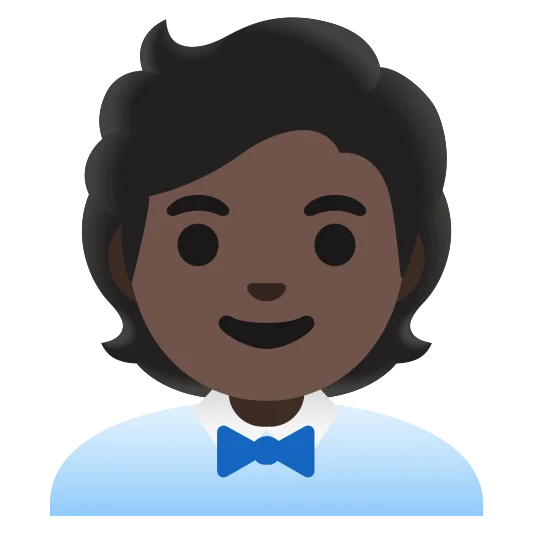 The office worker: dark skin tone emoji.