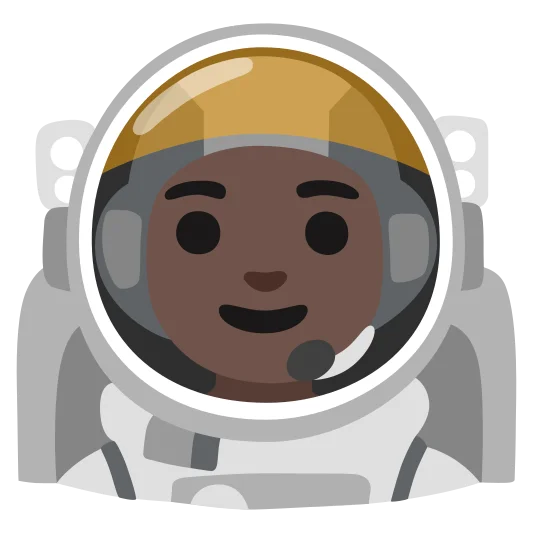 The astronaut: dark skin tone emoji.