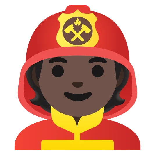 The firefighter: dark skin tone emoji.