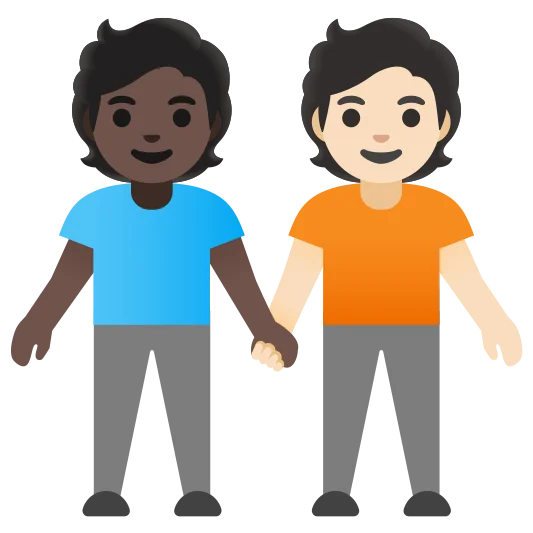 The people holding hands: dark skin tone, light skin tone emoji.