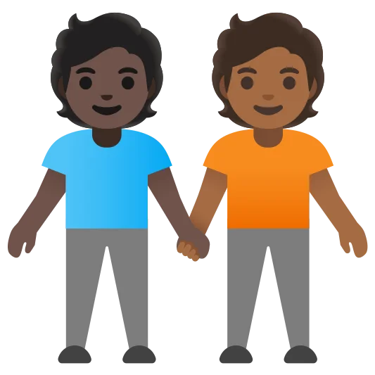 The people holding hands: dark skin tone, medium-dark skin tone emoji.