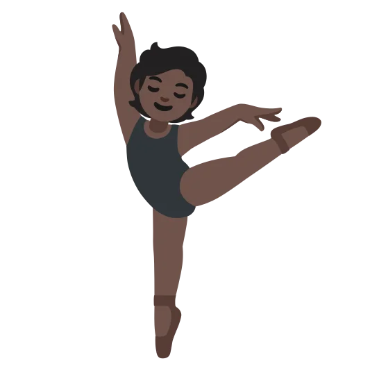 The ballet dancer: dark skin tone emoji.