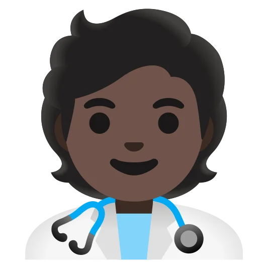 The health worker: dark skin tone emoji.