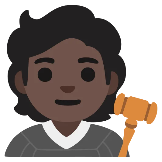 The judge: dark skin tone emoji.