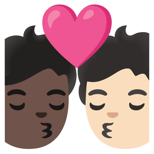 The kiss: person, person, dark skin tone, light skin tone emoji.