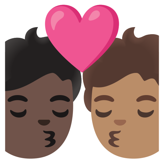 The kiss: person, person, dark skin tone, medium skin tone emoji.