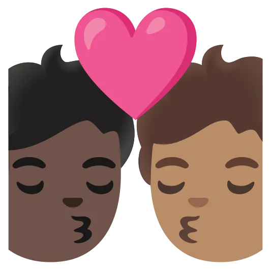 The kiss: person, person, dark skin tone, medium skin tone emoji.