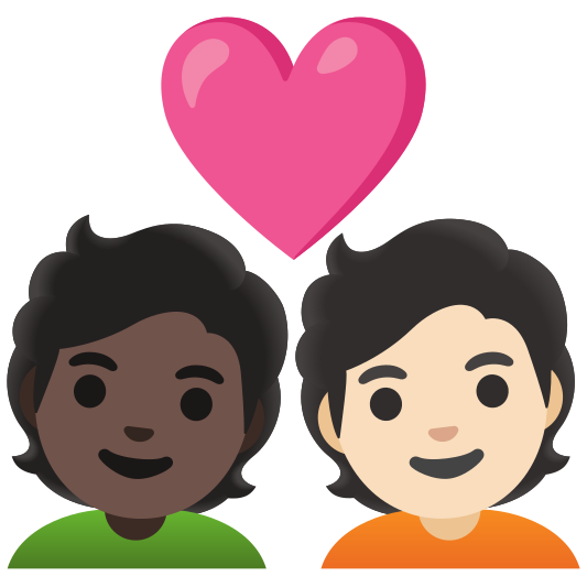 The couple with heart: person, person, dark skin tone, light skin tone emoji.