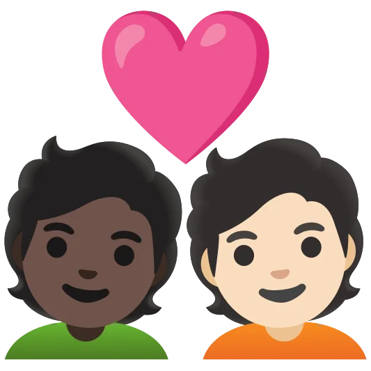 The couple with heart: person, person, dark skin tone, light skin tone emoji.