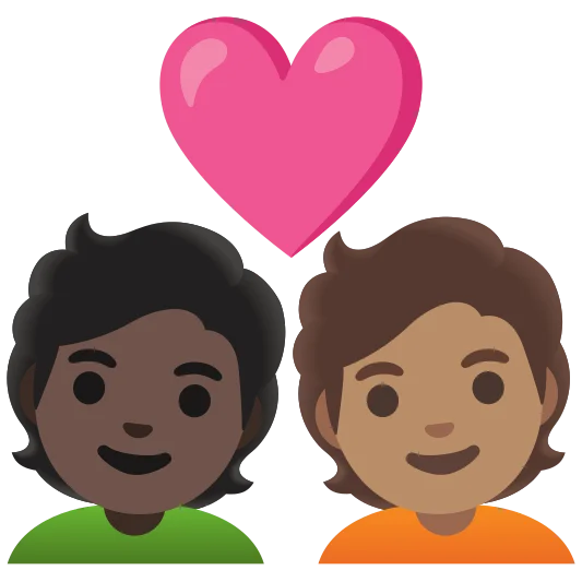 The couple with heart: person, person, dark skin tone, medium skin tone emoji.