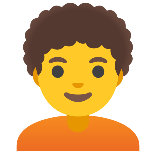 The person: curly hair emoji.