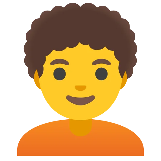 The person: curly hair emoji.