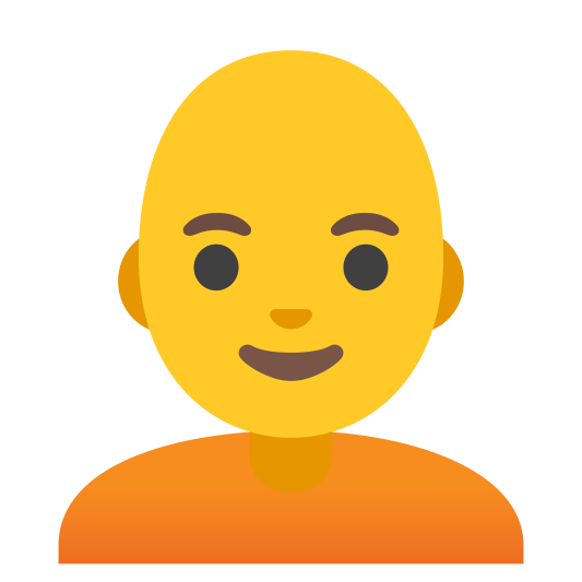The person: bald emoji.