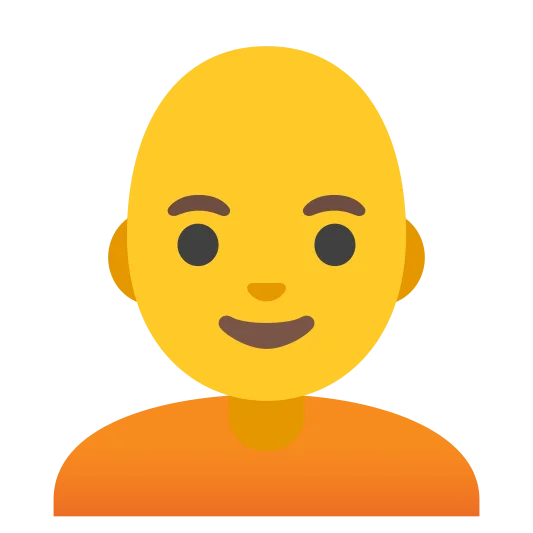 The person: bald emoji.