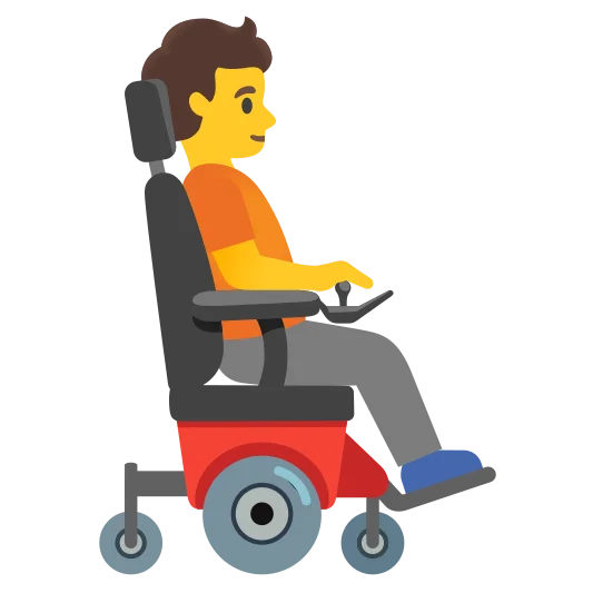 The person in motorized wheelchair facing right emoji.
