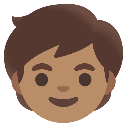 The child: medium skin tone emoji.