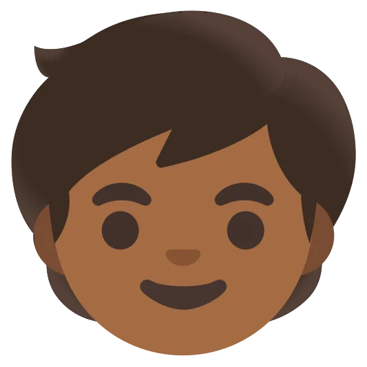 The child: medium-dark skin tone emoji.