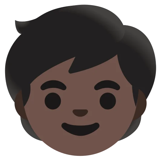 The child: dark skin tone emoji.