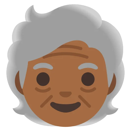 The older person: medium-dark skin tone emoji.