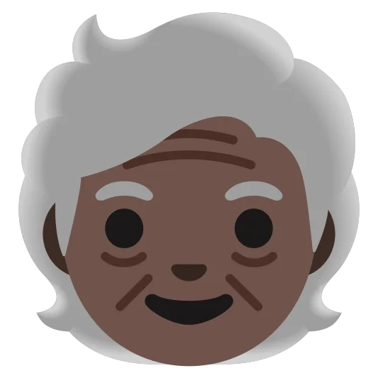 The older person: dark skin tone emoji.