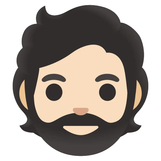 The person: beard: light skin tone emoji.