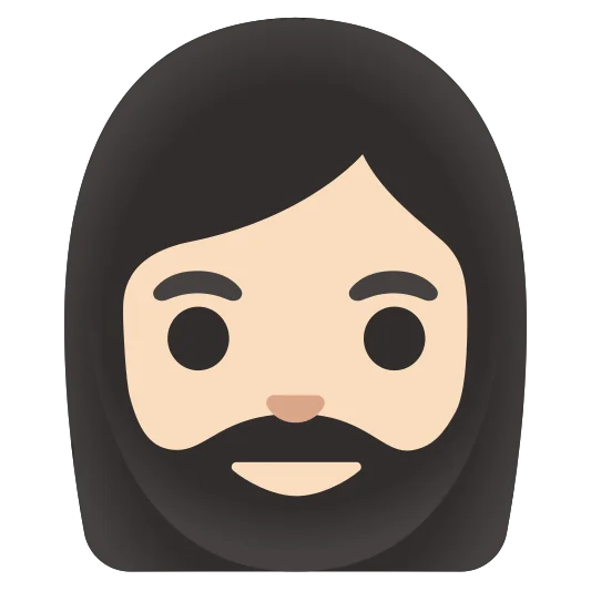 The woman: beard: light skin tone emoji.