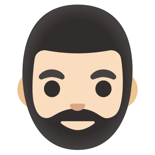 The man: beard: light skin tone emoji.