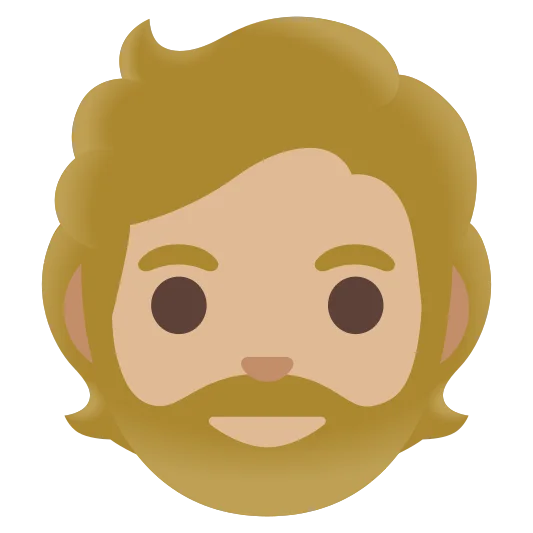 The person: beard: medium-light skin tone emoji.