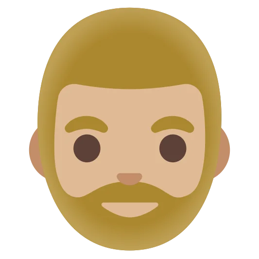The man: beard: medium-light skin tone emoji.