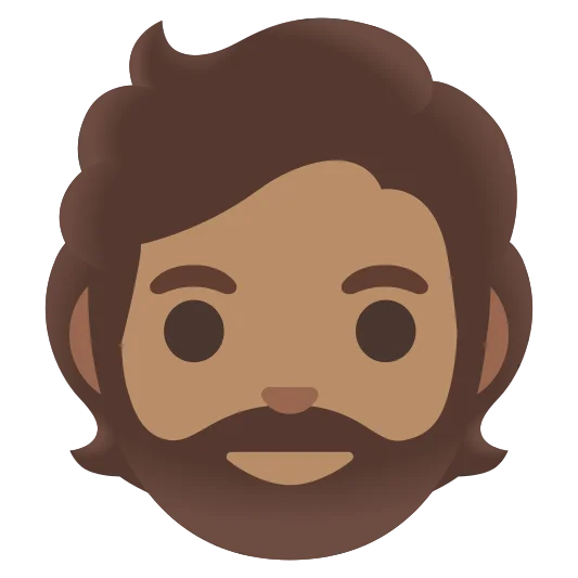 The person: beard: medium skin tone emoji.