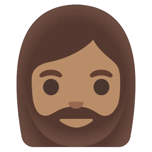 The woman: beard: medium skin tone emoji.