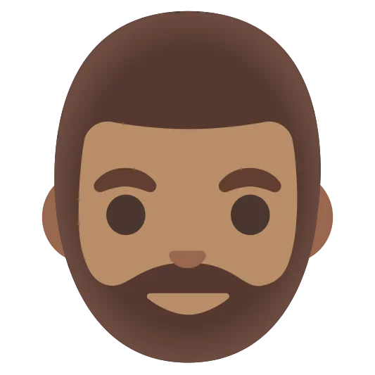 The man: beard: medium skin tone emoji.