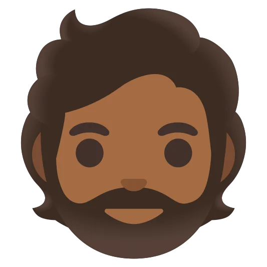 The person: beard: medium-dark skin tone emoji.