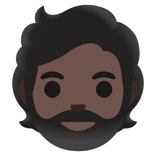 The person: beard: dark skin tone emoji.
