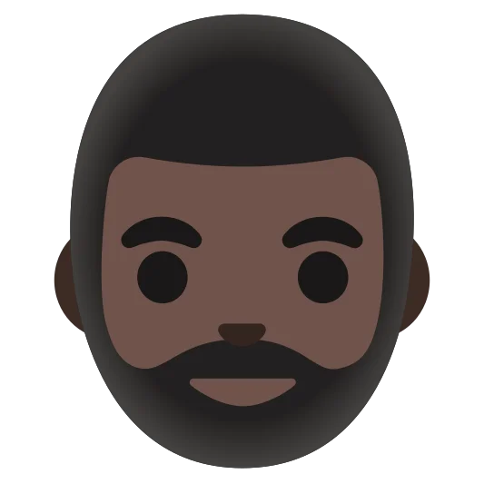 The man: beard: dark skin tone emoji.
