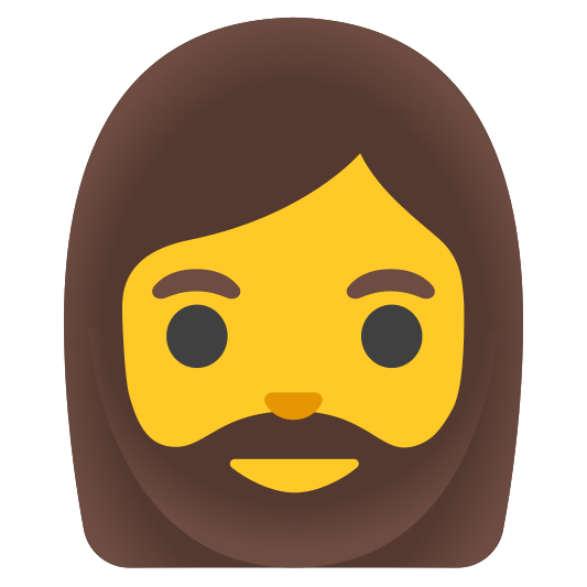 The woman: beard emoji.