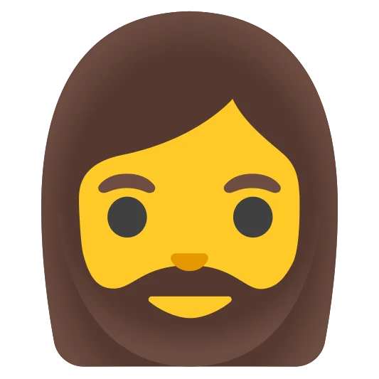 The woman: beard emoji.