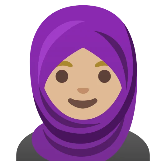 The woman with headscarf: medium-light skin tone emoji.